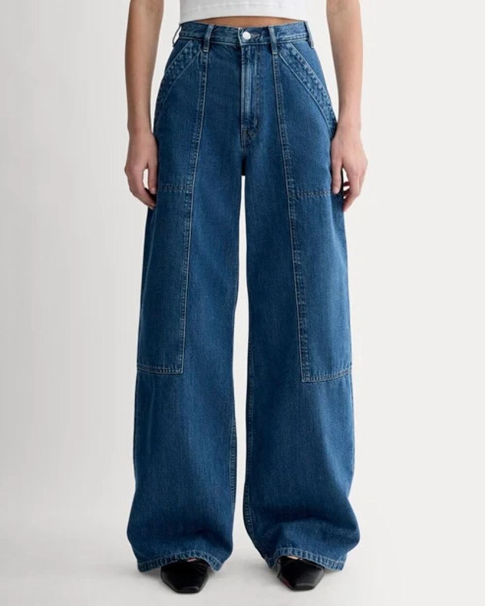 Everlane The Carpenter Jean Women's 32 R Medium Blue Relaxed Baggy Fit Oversized